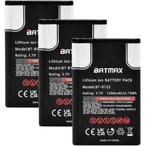 Batmax 3pcs طاقم عالية السعة 1280mAh للبطارية RETEVIS RT22 RT22S RT15 RT19 WLN KD-C1 Walkie Talkies