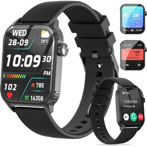 Smart Watches for Women Men, 1.83 inches HD Smartwatch with 120 Sports Modes, Heart Rate/Sleep Monitor, IP67 Waterproof, Bluetooth Call & Music Control for iPhone/Android - Black