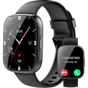 Smart Watch for Men Women Bluetooth Call, 1.95" HD Touch Screen Fitness Watch with Sleep Heart Rate Monitor, 100+ Sports Modes, IP68 Waterproof Activity Trackers for Android iOS, Black