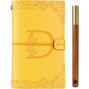 Sunflower gifts Leather Journal Notebook, Personalized Gifts for Sunflower Lovers, Girls, Women on Christmas, Birthday, Refillable Sketchbook, Travel Diary, Lined Planner, 7x5 Inches, Yellow, J