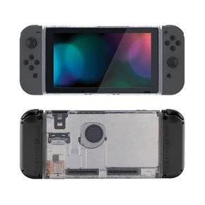 eXtremeRate Clear Faceplate Backplate DIY Replacement Housing Shell Case for Nintendo Switch Console with Kickstand – JoyCon Console NOT Included