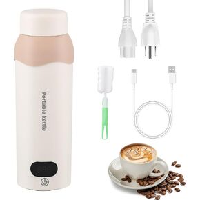 Protable Travel Electric Kettle 316 Stainless Small Water Boiler 450ml USB and Plug in Water Heater Steel