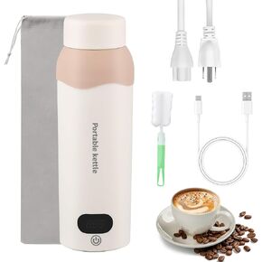 Protable Travel Electric Kettle 304 Stainless Steel Small Water Boiler 450ml USB and Plug in Water Heater with Bag