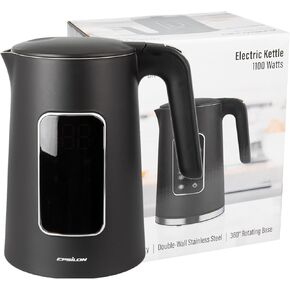 Epsilon LCD Electric Kettle 1500W - 1.7L Hot Water Tea Kettle with Digital Display, Temperature Control, Fast Boil, BPA-Free Electric Teapot with Auto Shut-Off & Boil Dry Protection
