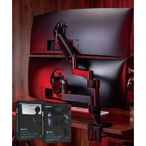 Heavy Duty Dual Monitor Arm for Ultrawide Monitors up to 57" and 44 lbs, Dual Monitor Stand for Dual 49" Vertical Stacked Monitor Mount Height Adjustable - 100x100 VESA Mount, Black, MA20P-D