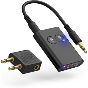 Bluetooth Transmitter Receiver, 2 in 1 Bluetooth 5.3 Adapter for Flight Supports to 2 AirPods/Headphones Blueteeth Transmitter for TV Wireless Audio Adapter for Flight, Car, Gym, Home Stereo