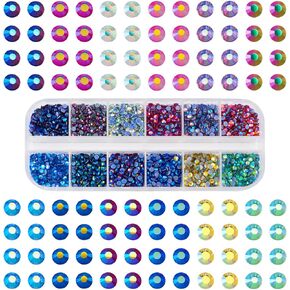 Craftdady 2600Pcs Faceted Glass Rhinestone 7 Sizes Pointed Back Crystal Diamante Gems Faceted Cabochons for Nail Arts Decoration Jewelry Making Wedding Bouquet