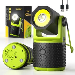 LED Camping Lantern ، 3000lumens قابلة لإعادة الشحن 180 درجة فانوس مصباح يدوي قابلين للتدوير ، ضوء تخييم محمول مع شاحن الهاتف 4000mAh ، IPX4 مقاوم للماء ضوء الطوارئ لانقطاع التيار الكهربائي إعصار