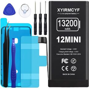 13200mAh Super Capacity Battery Compatible with iPhone 12 Mini, 0 Cycle Li-Polymer Replacement Battery for iPhone 12 Mini with Professional Repair Tool Kit