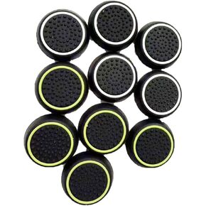 10 PCS Controller Thumbstick Cover Cover Placement Silicone Touch Rocker Cover لـ PS3 / PS4 / PS5 (أسود مع أبيض +أسود مع أصفر)