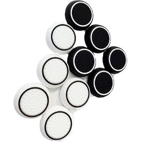 10 PCS Controller Thumbstick Caps Cover Replacement Silicone Touch Controller Rocker Cover for PS3 / PS4 / PS5 Black with White+White with Black