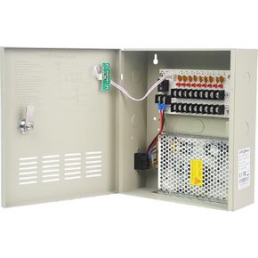 ENS 4 Channel CCTV Distributed Power Supply Box for Security Camera - 4 Ports 5A 12V DC Output - PTC Fuse- Regulated and Filtered - Surge Protected - Key Lock - Designed for Surveillance DVR System