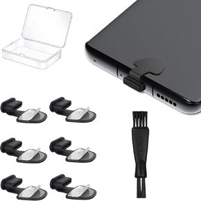 USB C Anti Dust Plug, Anti-Lost Type-C Port Plug Dust Cover，for Phones with USB Type C Charging Port (Black 12 Packs)