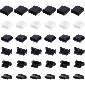 36 Pcs Anti Dust Cover Plugs 6 Types Silicone USB Type-C Dust Stopper Anti Dust Cover Protector for USB Female and Male Ports Micro USB (6 Types)