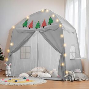 يلعب Besrey Large Kids خيمة مع أعلام أشجار عيد الميلاد وأضواء ، خيمة الأطفال الداخلية ، خيمة طفل صغير للبنين والبنات ، للأطفال ، مسرحية رائعة للأطفال ، 61 "x39" × 58 "