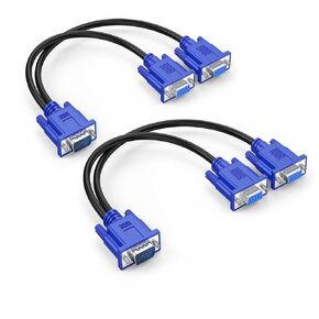 VGA من 1 إلى 2 الكابل الخائن نقل البيانات ثنائية الاتجاه 1080p ذكر إلى محول الإناث 30 سم لواجهة سطح المكتب VGA أجهزة اللعبة (الأسود 1piece)