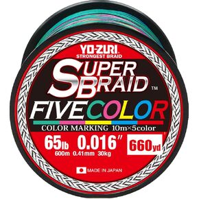 yo-zuri superbraid 660 yd عائم جديلة ، 5 ألوان ، 65 رطل