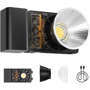 ZHIYUN CINEPEER CX100 100W Portable LED Video Light with 4500mAh Battery,Bi-Color COB Continuous Output Lighting 2700K-6500K Photography Studio Lights for Filmmaking/Live Streaming/Studio Photography