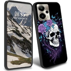 TPU Case for Cricket Outlast 5G 2024 Slim Black Soft TPU Phone Case Shockproof Anti-Drop Full Body Protection Cell Phone Cover for Cricket Outlast 5G 2024,Purple and White Skull