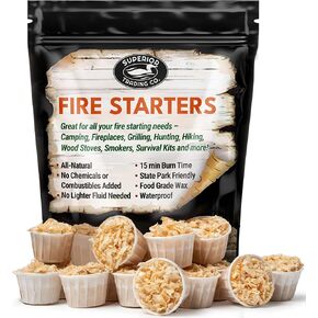 Superior Trading Fire Starter Pods in Resealable Packs - Fire Starters for Campfires, BBQ, Grill, Pit, Wood Stove & Charcoal Starter, 15-20-Min Burn, 30 Extra Large Pods, USA Made, Brown, 3.2 Lbs