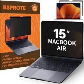 شاشة الخصوصية القابلة للإزالة لـ MacBook Air 15 Inch (2023-2025 ، M2 ، M3 ، M4) ، تقليل درع واقي خصوصية جهاز الكمبيوتر المحمول سلالة العين لـ Mac 15.3 '(Model A2941 A3114 A3241)