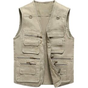 Hbufnha Men's Denim Vest في الهواء الطلق السترة متعددة الجيب بلا أكمام Jean سترة سفر سفر السفر