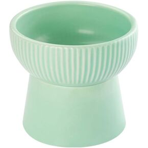 White Ceramic Raised Cat Bowl, Elevated Food or Water Bowl, Stress Free, Backflow Prevention, Dishwasher and Microwave Safe, Lead & Cadmium Free