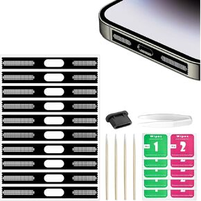 Dustproof Stickers Protector for iPhone Speaker, 10pcs Mobile Phone Speaker Mesh Anti Dust Adhesive Cover, Phone Speaker Net Dustproof Adhesive Sticker (Black)