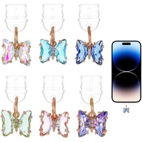 6 Pcs Butterfly Dust Plug Charm Compatible with Kindle Paperwhite 2021 Released, Type C/USB C Anti Dust Plug, Accessories for Kindle for Book Lover Readers Teachers Students