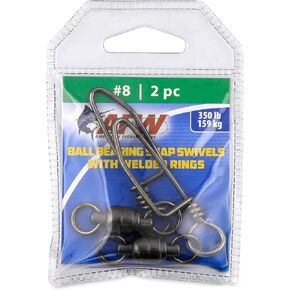 American Fishing Wire Black Ball Bearing Snap Swivels (2 Pieces), Size 8, 350 Pound Test