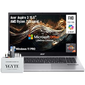 acer Aspire 3 15.6 Laptop Computer, 15 Inch FHD College Students Business Laptop PC, AMD Ryzen 7, 32GB RAM 1TB SSD+512GB Docking Set, Windows 11 Pro Lifetime Office,Ethernet Port,10-Key