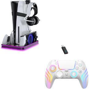 PS5 Pro / PS5 Slim/Stand and Cooling Station Wireless Gaming Controller Compatible with PS5/PS4/Switch/PC