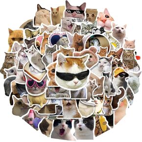 100 Pcs Funny Cat Stickers Cute Cat Meme Sticker for Adults Teens Funny Animal Vinyl Waterproof Stickers for Water Bottles Laptops Phone Luggage Guitar
