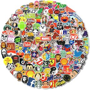 300PCS Cool Stickers, Cool Brand Stickers for Adult, Waterproof Vinyl Stickers for Water Bottles, Laptop, Skateboard, Luggage