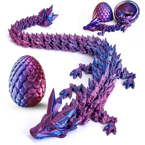 3D Printed Dragon Eggs with Dragon Inside,Articulated Dragon Toys,Fidget Toys for Adults Kids,Prefilled Easter Toys for Easter Hunt,Basket Stuffers Filler,Easter Party Favors,Classroom Prize (Purple)