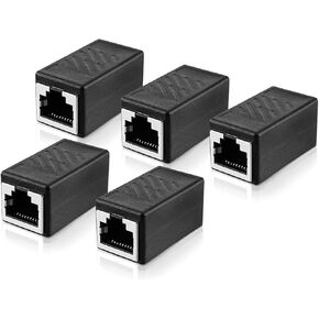 5 Pack RJ45 Ethernet Coupler, Ethernet Extender Connector Female to Female for Cat7/ Cat6/ Cat5/ Cat5e Network Cable, Plug & Play