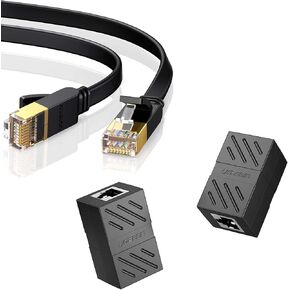 UGREEN RJ45 Coupler 2 Pack in Line Coupler Cat7 Cat6 Cat5e Ethernet Cable Extender and Cat7 High-Speed Flat Gigabit RJ45 LAN Cable 10Gbps Compatible for Gaming PS5 PS4 PS3 Xbox PC Laptop Modem Router