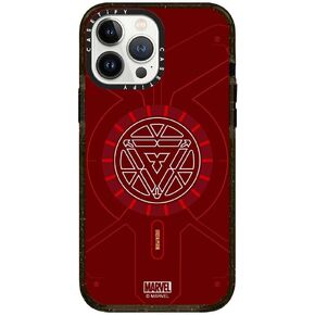 CASETiFY Bounce iPhone 15 Pro Max Case [Iron Man Co-Lab / 6X Military Grade Drop Tested / 21.3ft Drop Protection/Compatible with Magsafe] - Iron Man Blue Print Tech - Red - Clear Black