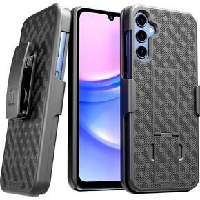 for Samsung Galaxy A15 5G Case with Belt Clip - Holster + Cover Phone Case for Samsung A15 4G - Black