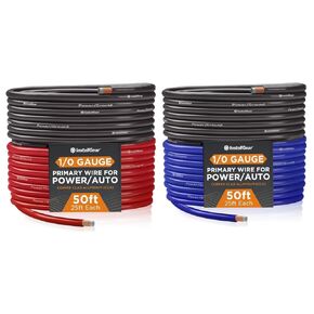 InstallGear 1/0 Gauge Wire (100ft) Copper Clad Aluminum CCA - Primary Automotive Wire, Car Amplifier Power & Ground Cable, Battery Cable, Car Audio Speaker Stereo, RV Trailer Wiring Welding Cable