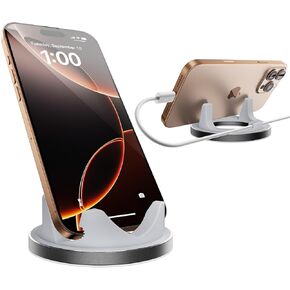 Aluminum Cell Phone Stand, Universal Phone Holder Cradle Dock for Desk, Portable Desktop Cellphone Stand, Office Desk Accessories for iPhone 16 15 14 13 Pro Max, Samsung, 4-8'' Smartphones iPad