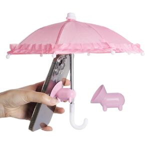 Pink Phone Umbrella for Sun, Universal Cell Phone Umbrella Piggy Suction Cup Phone Stand, Cover Sun Shield, Adjustable, Outdoor Cell Phone Sunshade Holder