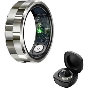 Taoke Smart Ring, Health Fitness Tracker with Heart Rate Blood Oxygen Sleep Tracker Steps Tracker IP68 Waterproof Fitness Ring with Charging Base (Black, 9)