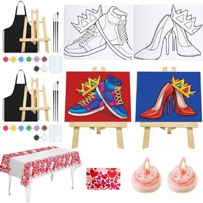 VOCHIC Date Night Idea Painting Kit for Couples Sip and Paint Kit for Adults Couples Pre Drawn Canvas to Paint for Adults Art Set Elegant Lady Gentlemen Couple Valentine 2 Pack 8" X 10"