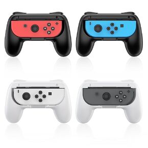 FYOUNG Hand Grips for Switch and for Switch OLED JoyCons, Hand Grips Controllers Compatible with Joy Con and OLED Model 2021 (4 Pack)(Black &White)