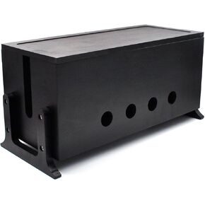 14 inch Large Cable Management Box, Wood Cord Hider Box & Organizer for Power Strip Hider Cable Storage Box for Office, TV Wires, Desk Cord Organizer, Black, Wood