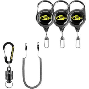 SF Strongest Magnetic Release Holder with Cord Black & Fly Fishing Zinger Retractor 3Pcs Combo