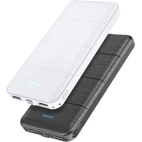 Portable-Charger-Power-Bank - 2 Pack 15000mAh Dual USB Power Bank Output 5V3.1A Fast Charging Portable Charger Compatible with Smartphones and All USB Devices (Deep Black and White)
