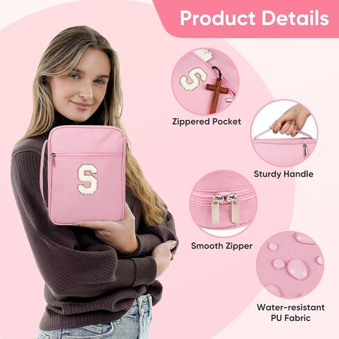 Bible Covers for Girls, Fruobeyla Pink Bible Cases for Woman PU Leather Bible Carrying Case for Women, Large Book Cover with Handle and Zippered Pocket for Kids, 10.2" X 7.8" X 2.7" Pink (Letter K) in Kuwait