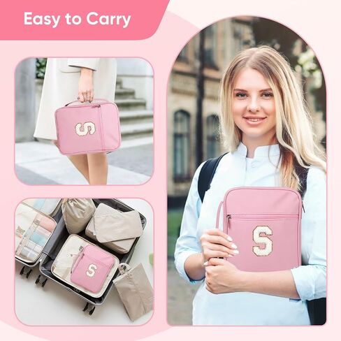 Bible Covers for Girls, Fruobeyla Pink Bible Cases for Woman PU Leather Bible Carrying Case for Women, Large Book Cover with Handle and Zippered Pocket for Kids, 10.2" X 7.8" X 2.7" Pink (Letter K) in Kuwait